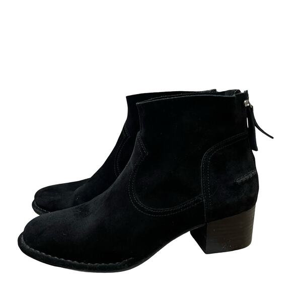 UGG Womens Bandara Suede Heeled Ankle Boots US 9.5 EU 40.5 Black Side Zip - Picture 1 of 11